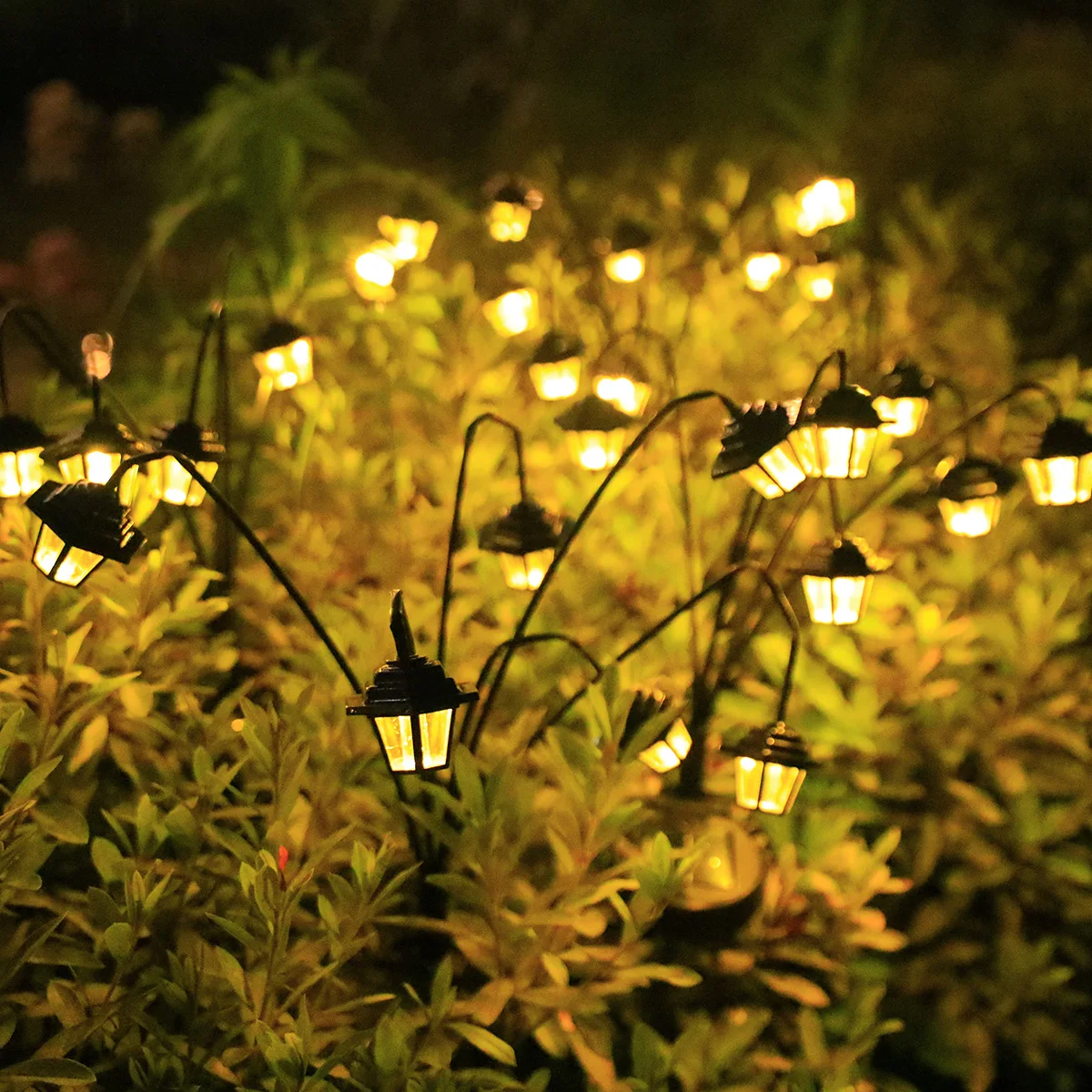 1 قطعة مستشعر ضوء جديد يعمل بالطاقة الشمسية مصباح قصر صغير، 6 طراز LED دافئ عتيق، مصباح حديقة أرضي خارجي، إضاءة مسار حديقة رمضان