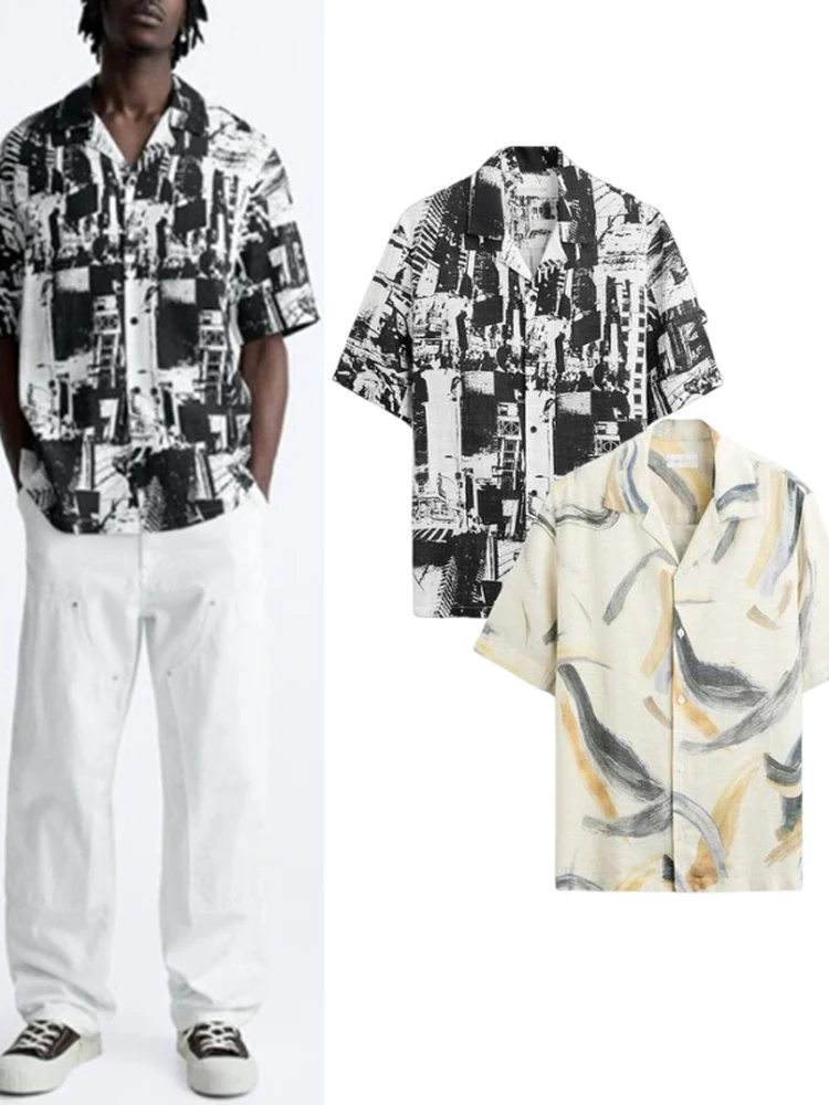 

Watercolor Painting Print fiti irt Men's Women's Summer New Sle Cotton Polyester ort Sve Button up Casual irt