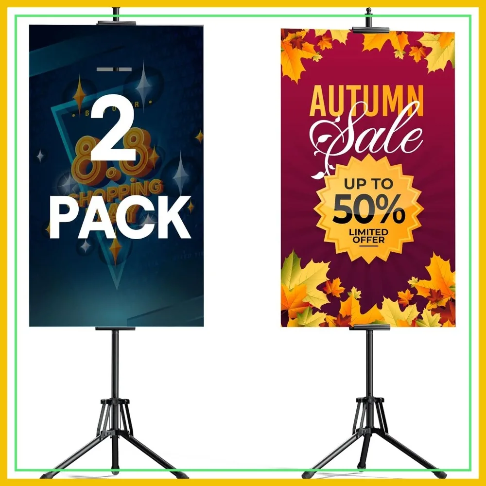 

80'' Adjustable Sign Stand Tripod, Double-Sided Banner Stand with Portable Bag, 2 Pack