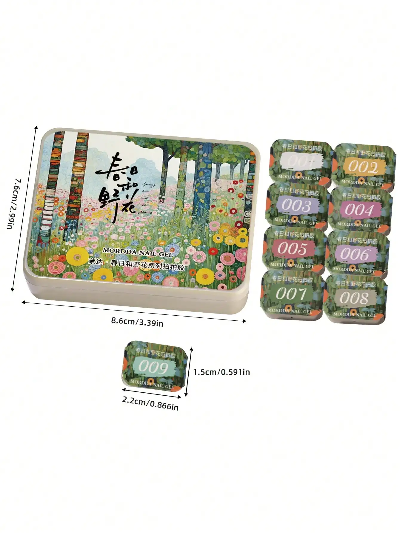 MORDDA 9 peças de conjunto de esmaltes em gel de flores silvestres de primavera, kit de arte em unhas com gradiente UV/LED para manicure DIY