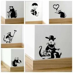 Pegatinas de pared Banksy Rat para habitaciones de niños, calcomanía de Arte de pared de fondo de moda moderna, envío gratis