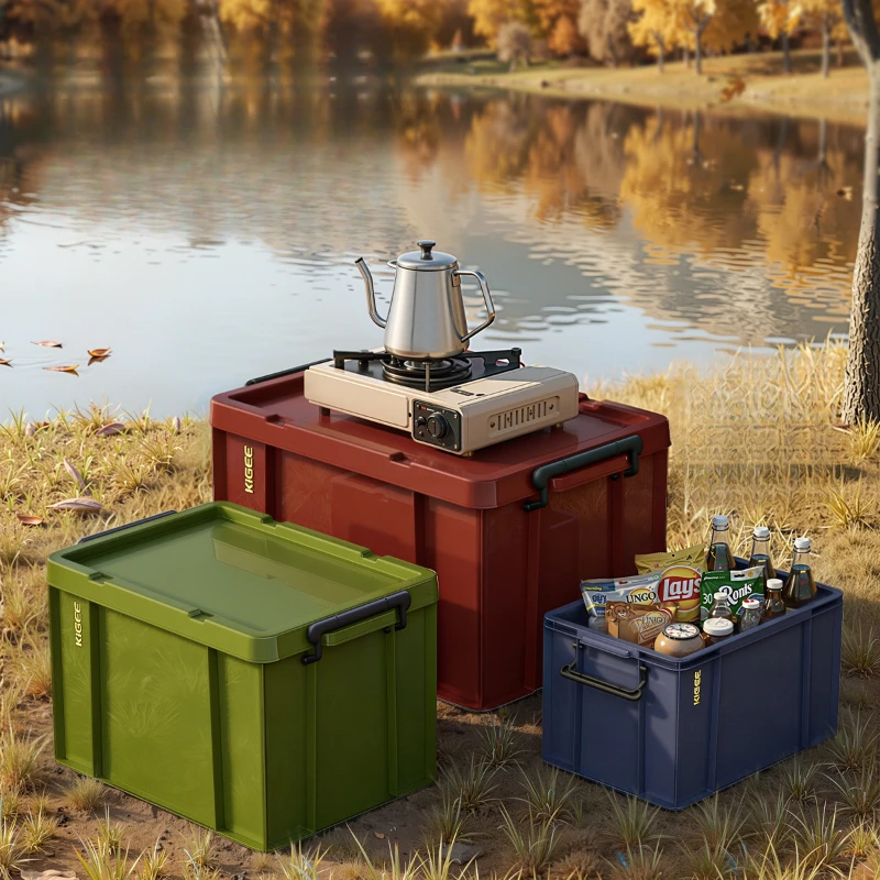 Military Green Plastic Storage Box Camping Organizer Car Trunk Storage Container for Home Garage Outdoor Gear