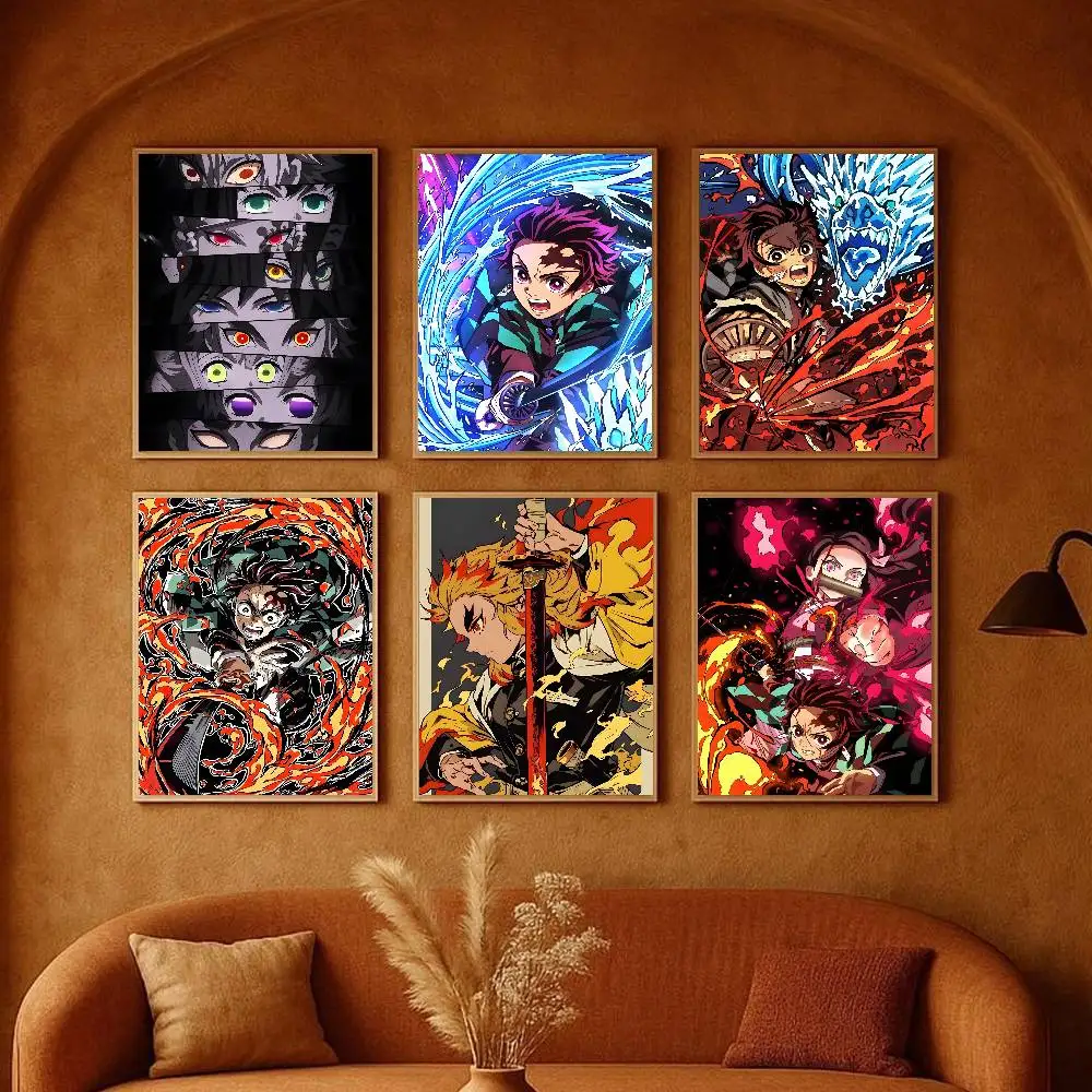 ملصق أنيمي شيطان القاتل الساخن ملصق فني عالي الوضوح ذاتي اللصق مقاوم للماء لتزيين المنزل لغرفة المعيشة