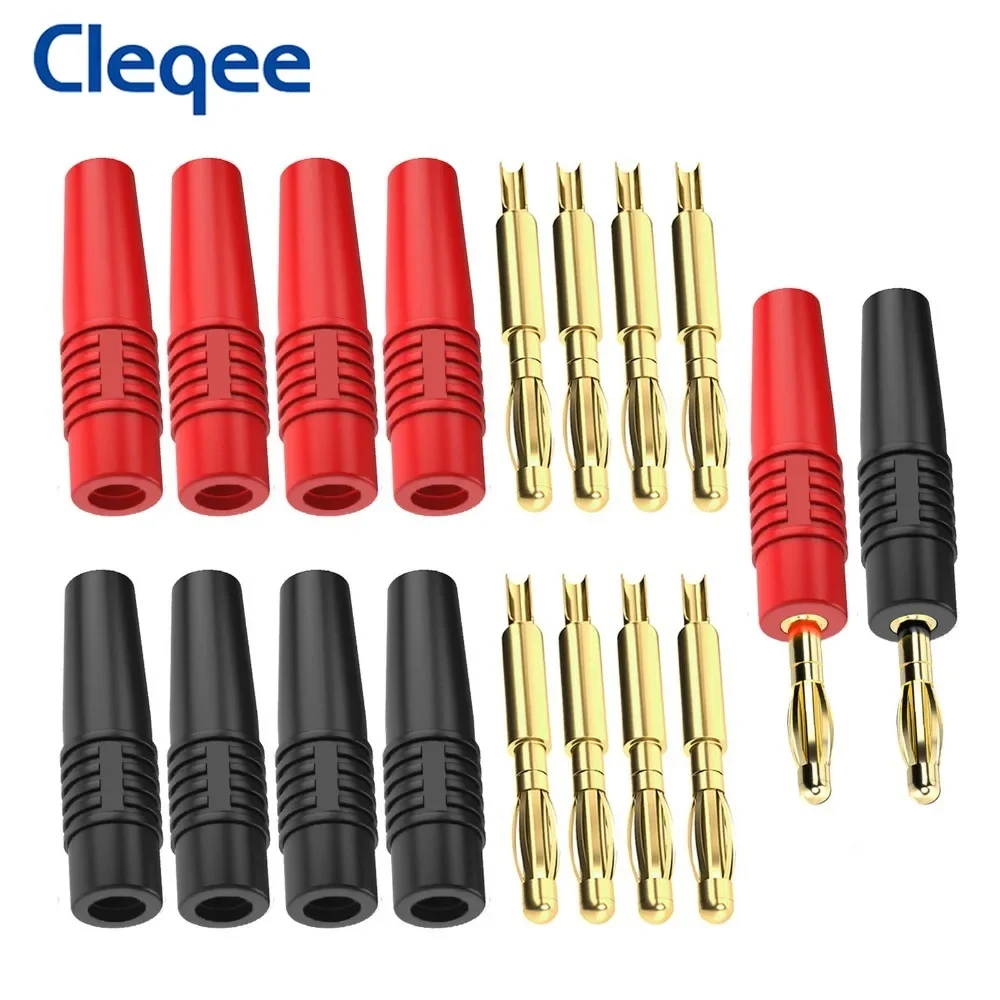 

Cleqee 10PCS 25A 4mm Banana Plug Connectors Gold-plated Copper Pin High Current for Speaker Wire/Electrical DIY Multimeter Test