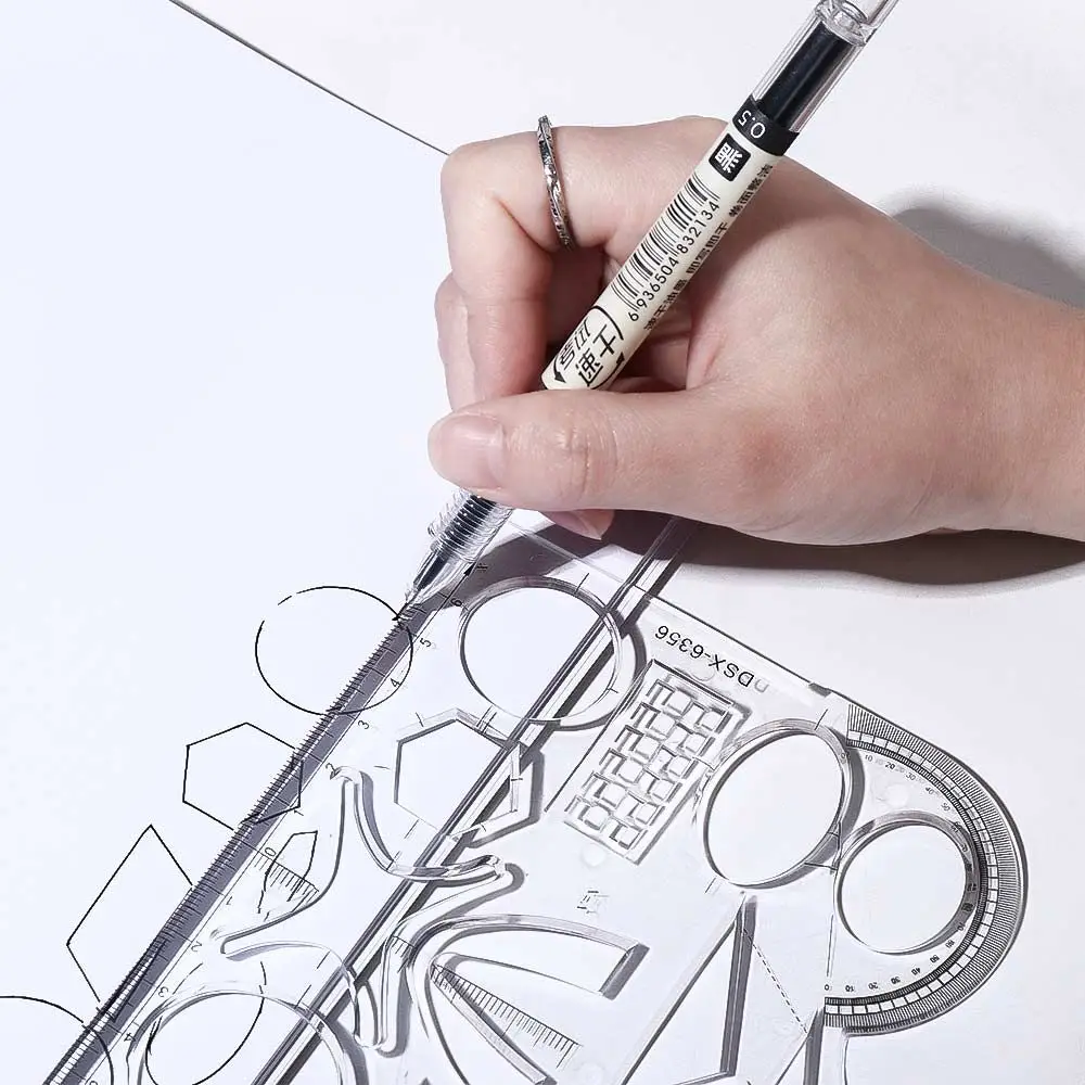 Fast 15cm Geometry Circle for Student Drafting Ruler Soft Function Ruler Drawing Template Measuring Ruler
