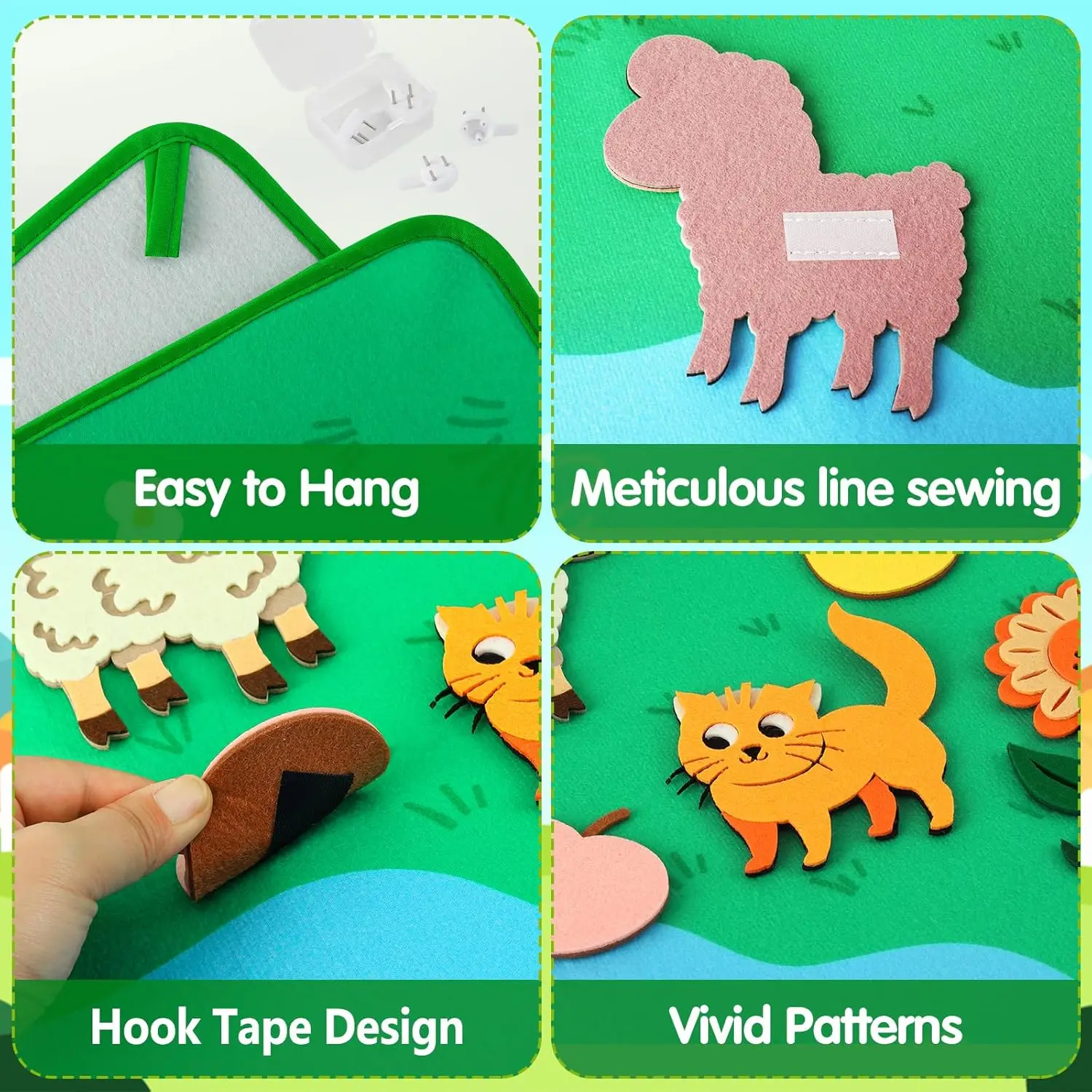 Farm Animals Felt Story Board Set Storytelling Early Learning Interactive Play Kit Wall Hanging Puzzle Toys for Toddlers Gifts