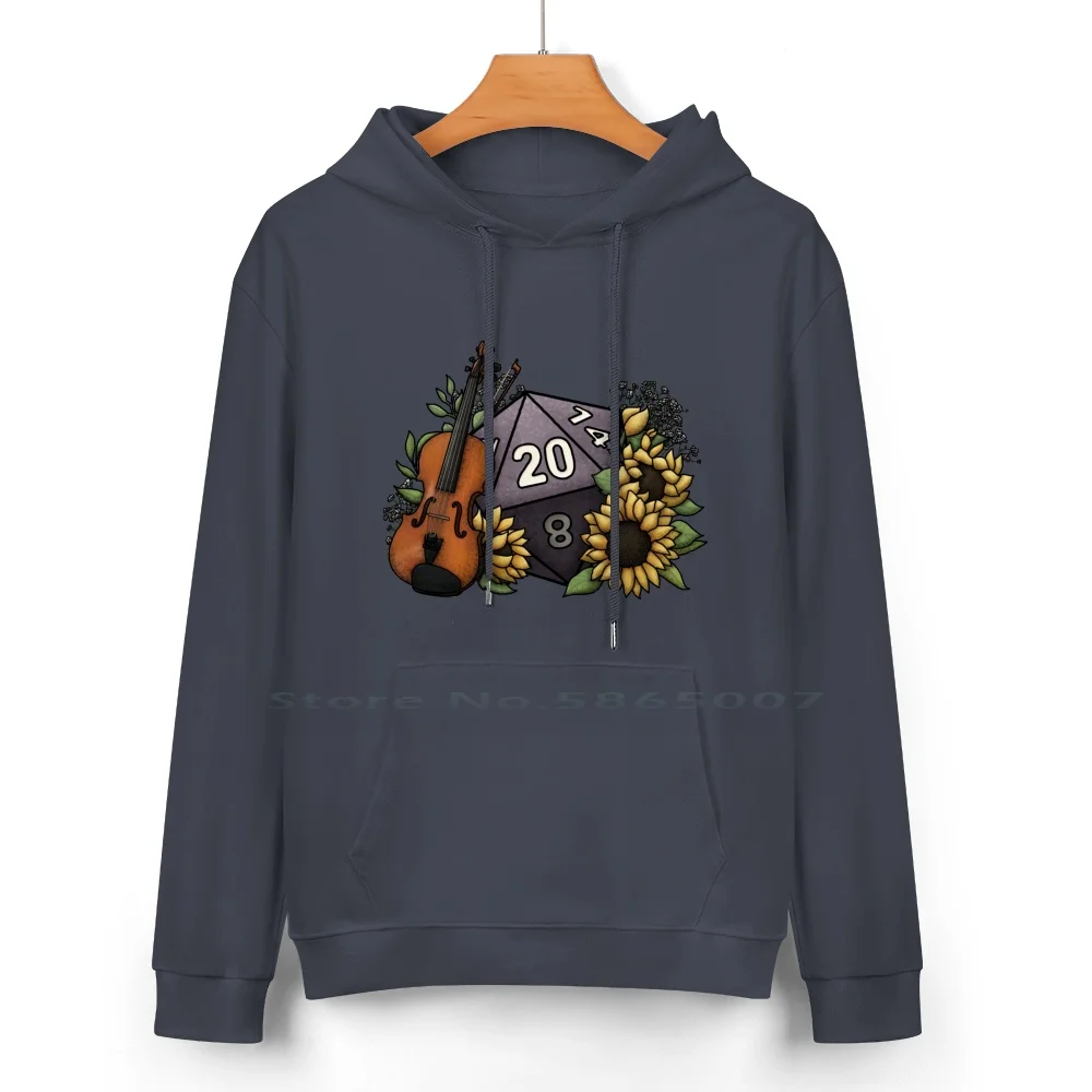 Bard Class D20 Series 2-Tabletop Gaming Dice-Viol Violin Pure Cotton Hoodie Sweater 24 Colors D20 Dnd And Dice Feminine Games