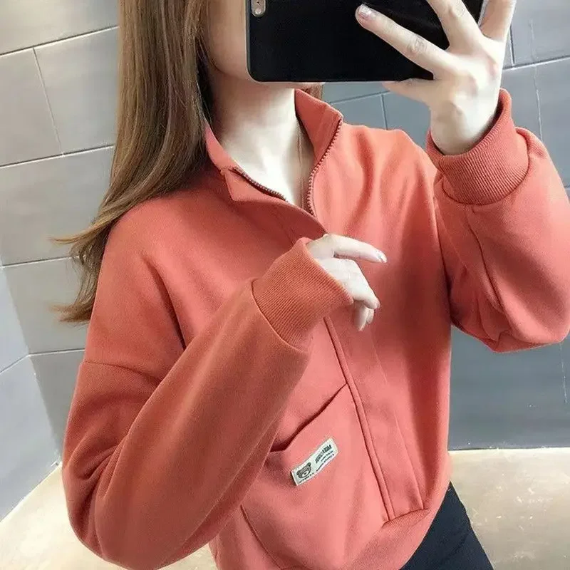 Women's Sweatshirts Warm Female Top Thick Autumn and Winter Pullovers Cold Plain Korean On Promotion Novelty Sweat-shirt M Coat