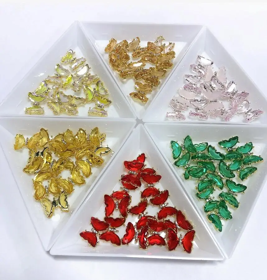

3D Crystal butterfly nail art Charm Crystal Butterfly Charm, Luxury Stone Butterfly Charm 6 Colors 1 Box Charm Stone Butterfly