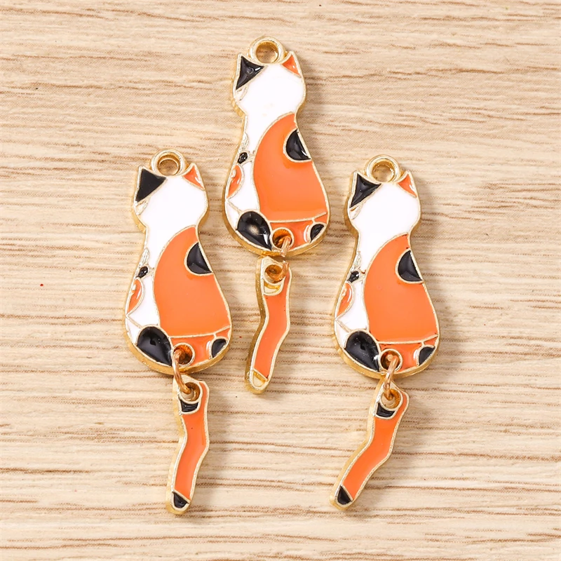10 Stück 10x35mm Cartoon Emaille Tier Katzen Charms Anhänger zum Basteln von Halsketten, Ohrringen, Armbändern, DIY-Handwerk, Schmuckzubehör – Detail 7