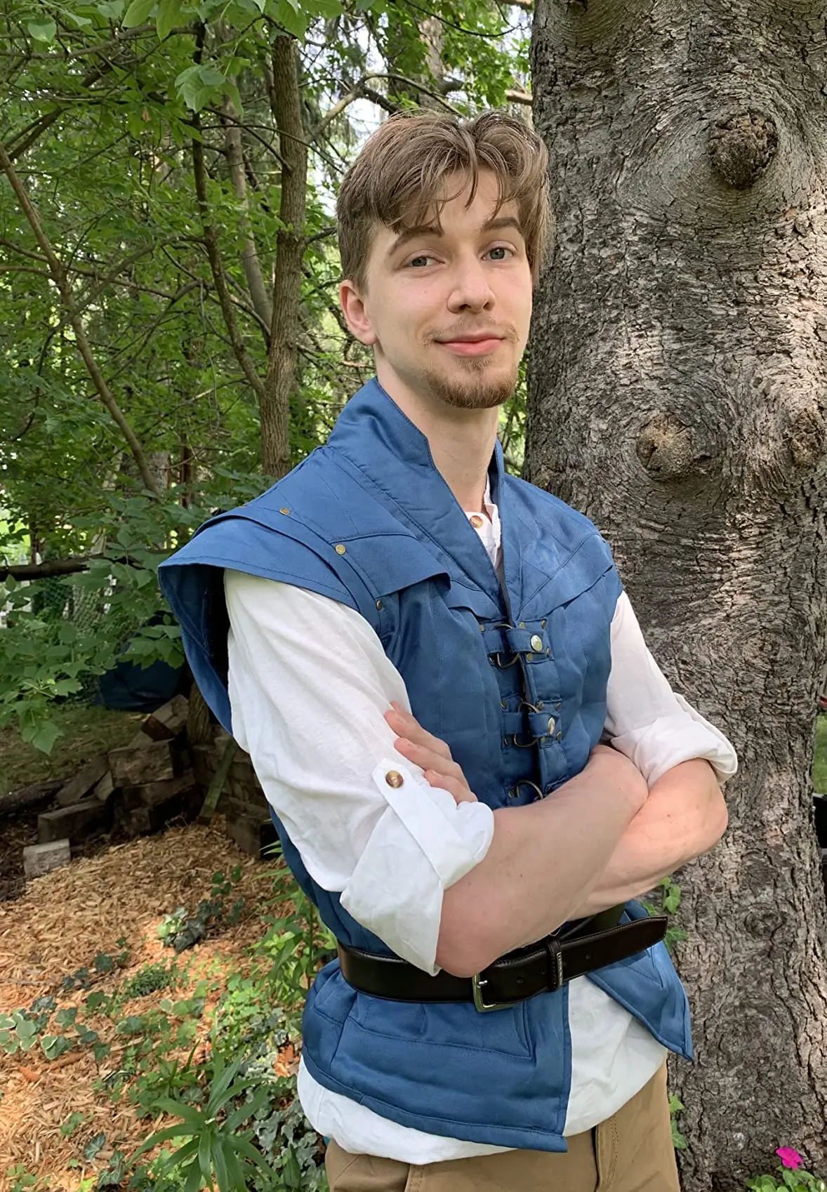 Men\'s Tangled Flynn Rider Cosplay Costume Vest Only Medieval Men\'s Blue Vest Halloween Carnival Cosplay Accessory