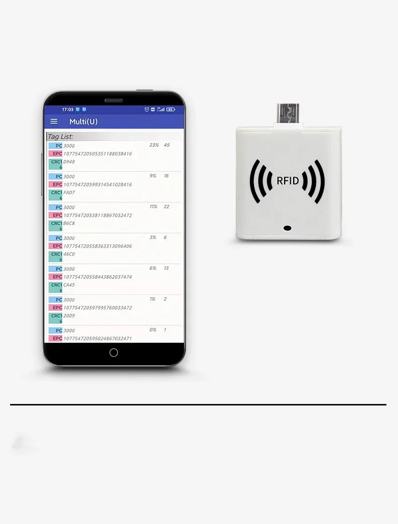 2025/Frosted Shell UHF OTG Reader 860-960Mhz Type-C Interface Rfid Reader قارئ الهاتف المحمول مع APK، SDK