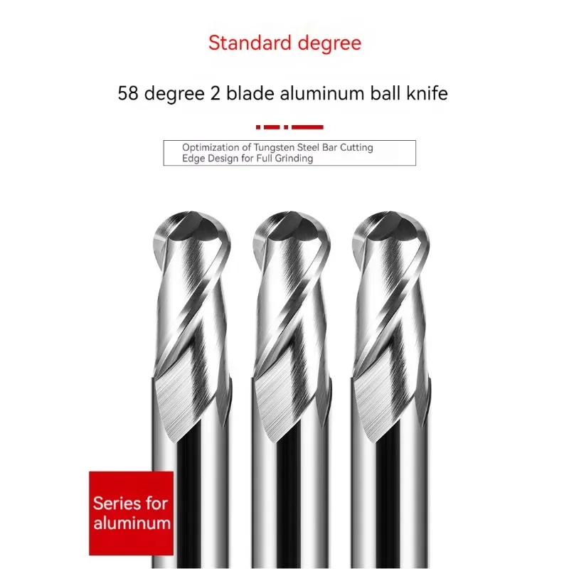 Ball Nose End Mill Tungsten Carbide Cutter R0.5 R1 2 3 4 5 6 7 R8 9 R10 2 Flute For Wood aluminium CNC Router Bit Milling Tool