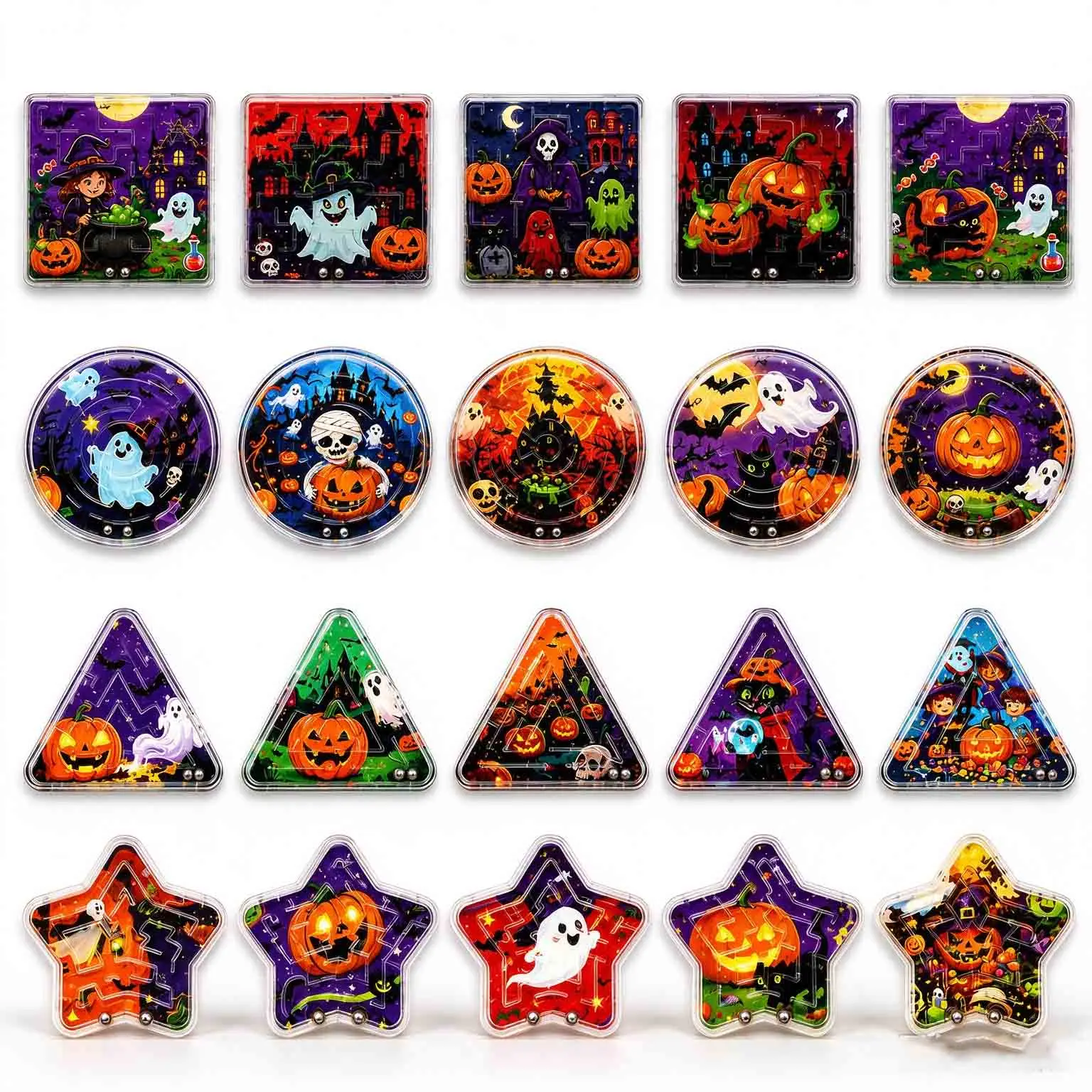 30/60/90Pcs Halloween Themed Bead Maze Game, Ghost Pattern Balance Maze, Focus Training Puzzle Squeeze Squishy Fidget Toy