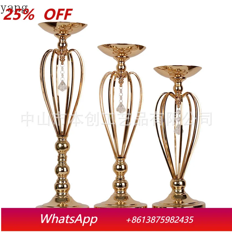 

CX Creative Wedding Arrangement Flower Arrangement Hotel Home Dining Table Decoration Crystal Vase Iron Crafts