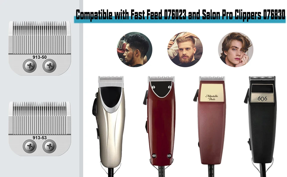 Professionelle, verstellbare Feinklinge, kompatibel mit Oster Fast Feed 076023 Salon Pro Clippers 076830 Klinge 913-53 913-50 – Detail 3