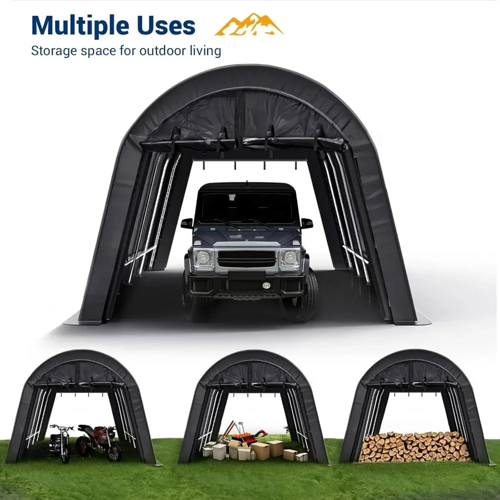 12x20FT Heavy Duty Carport,Round Style Portable Garage Waterproof Anti-Snow Shelter Storage Canopy,Doors Sheds & Outdoor Storage