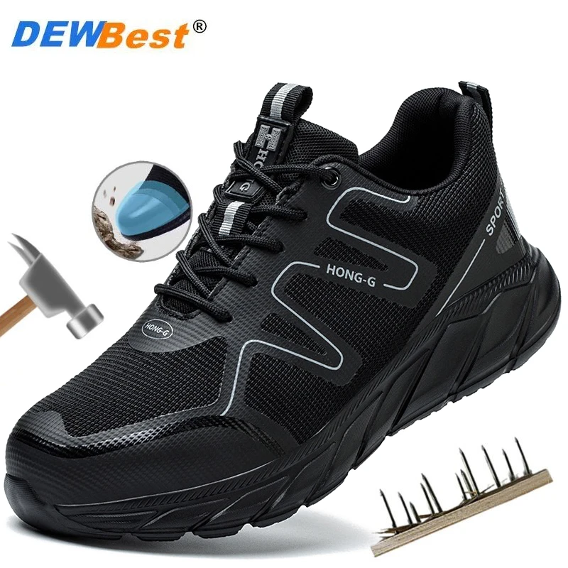 New breathable men's steel toe cap anti smashing, anti piercing, wear-resistant, comfortable and safe work shoes