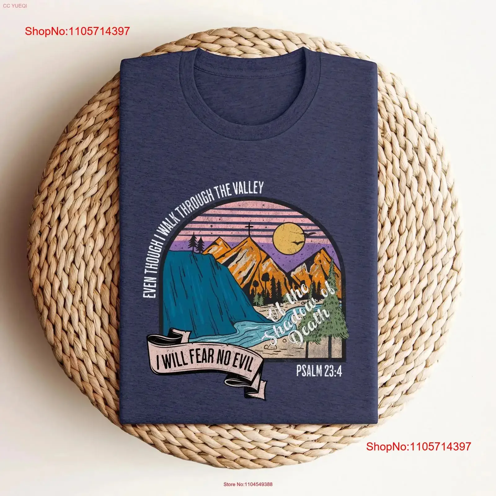 Bible Verse T Shirt for Christian Valley of Death Trendy Religious Jesus Apparel Faith Based vintage Washed Slightly streetwear