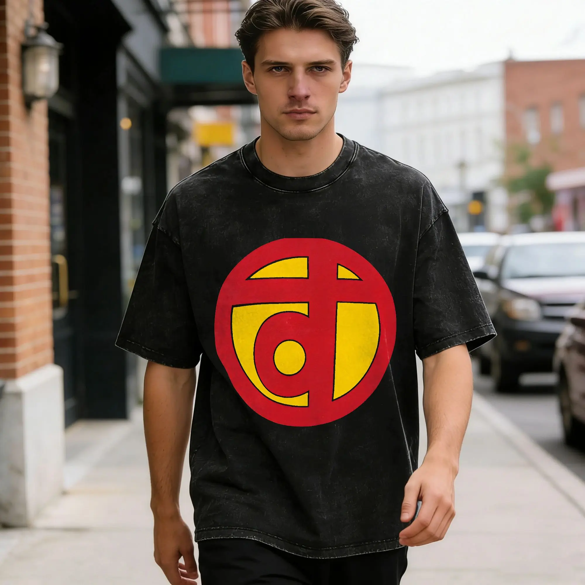 Arale Washed T-Shirt Men  Y2K Retro Cotton T-Shirts Beach O-Neck Popular Tee Shirt Pattern Oversized Tops