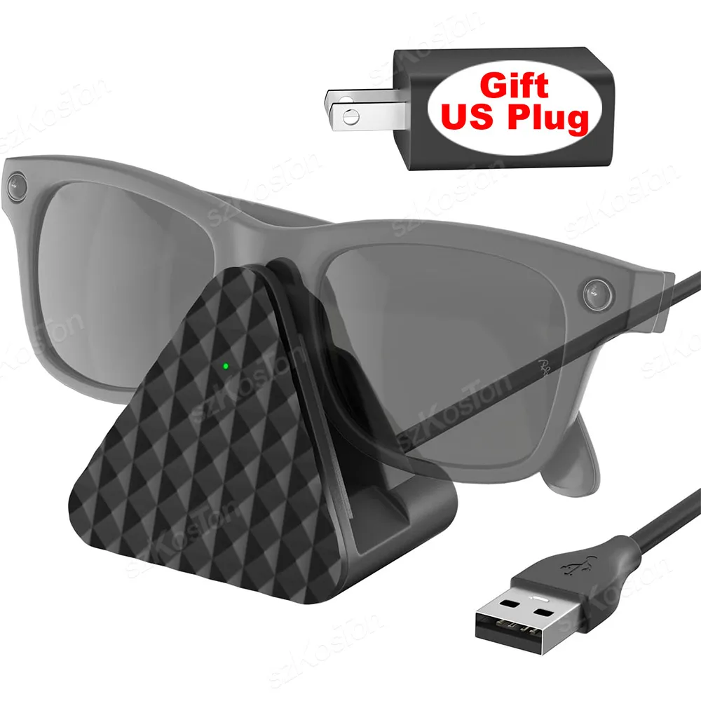 لراي بان ميتا النظارات الذكية Wayfarer/Skyler شحن حامل السفر MiniPortable USB-C شاحن حوض مع كابل محول
