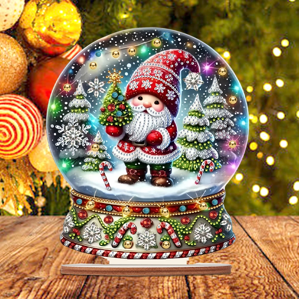 Wooden Special Shape Christmas Fireplace Diamond Painting Tabletop Ornaments Rhinestones Painted Crystal Ball Diamond Mosaic Set