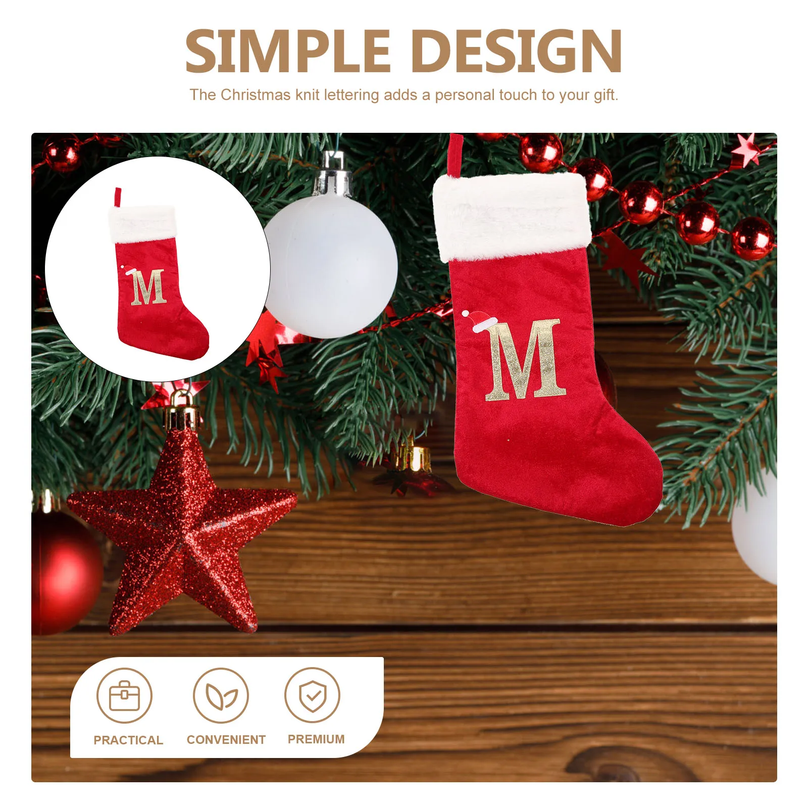 

Red Christmas Cloth Hanging Letter Design Large Capacity Gift Bag Party Decoration Candy Storage Pouch Fireplace Hanging Sock