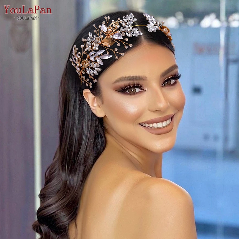 

YouLaPan Handmade Wedding Headband Bridal Headpiece Hair Accessories Brides Flower Leaf Tiara Bridesmaid Woman Headdress HP272