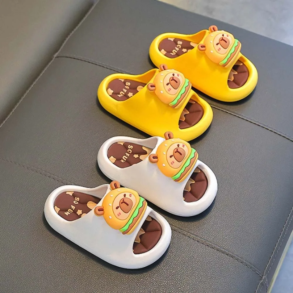 

PVC Cute Capybara Slippers Anti-slip Thickened Cartoon Animal Slippers Resilience Rotatable Children's Bathroom Sandals