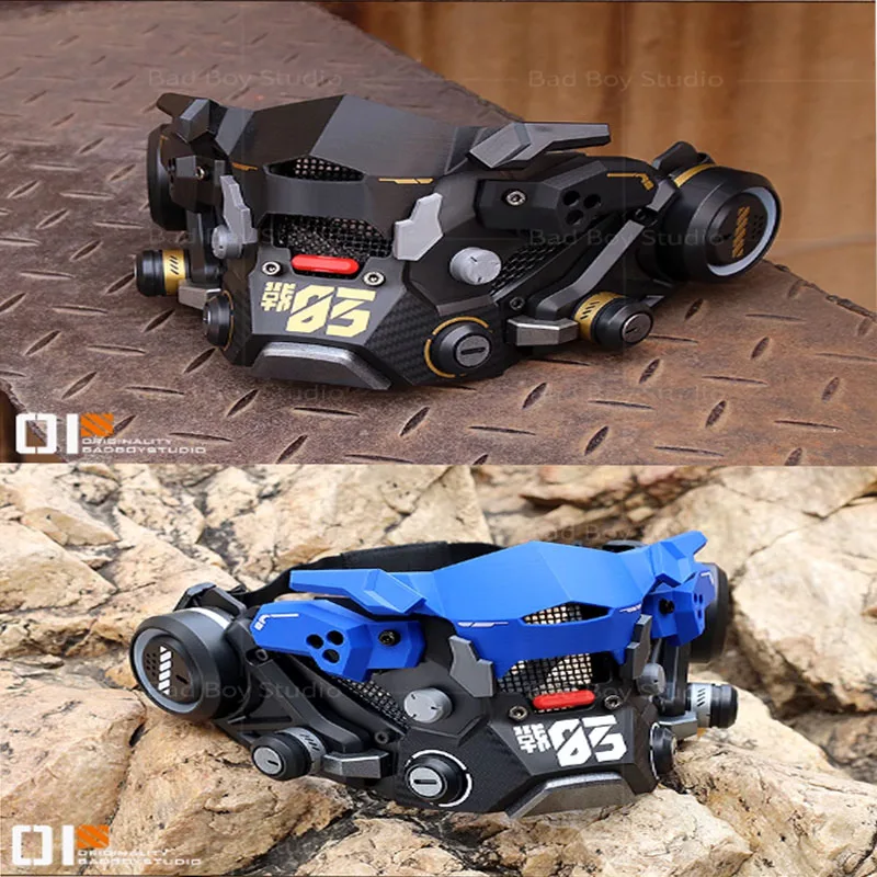 Máscara facial CyberPunk para hombres adultos, accesorios de Cosplay para Festival de Música de Halloween, casco mecánico Pauldron