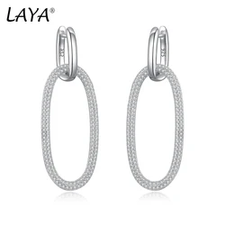 LAYA 100% 925 Sterling Silver Minimalism Oval Circle Drop Earrings for Women Trendy Dangle Earrings Fine Jewelry Wedding Gift