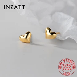 INZATT Real 925 Sterling Silver Heart Stud Earrings For Women Party Trendy Fine Jewelry Minimalist Accessories