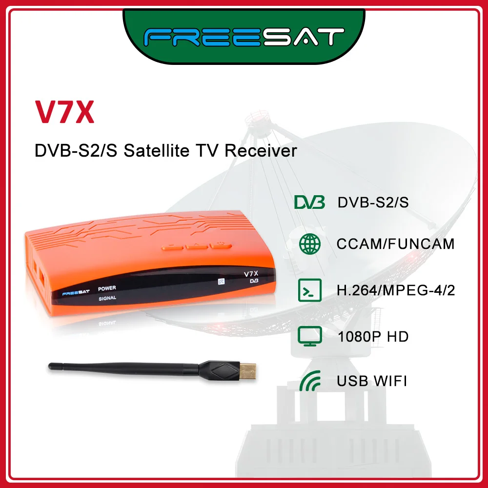 FREESAT V7X DVB-S DVB-S2 Цифровой спутниковый декодер HD 1080P H.264 ТВ-приемник с обновлением USB WIFI FUNCAM Прошивка BISS FREESAT V7X DVB-S DVB-S2 Цифровой спутниковый декодер HD 1080P H.264 ТВ-приемник с обновлением USB WIFI FUNCAM Прошивка BISS