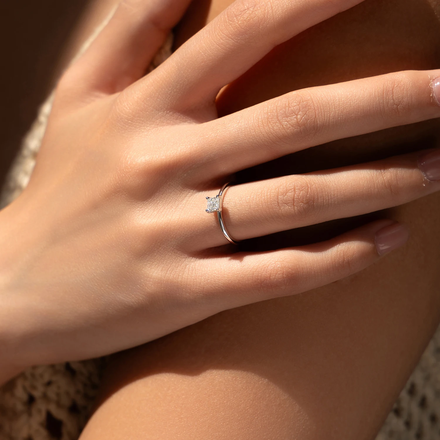 MODIAN Emerald Cut D Color Square Moissanite 925 Sterling Silver Classic Finger Rings For Women Wedding Statement Jewelry