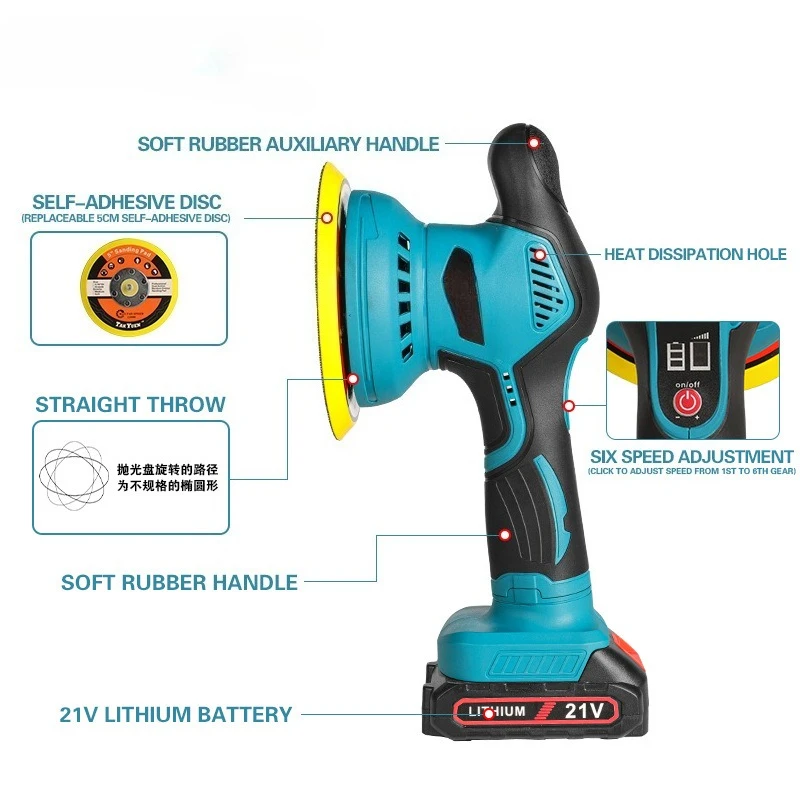Rechargeable Lithium Battery Car Polishing Machine, Waxing Glaze Sealing Cleaning Grinding Machine