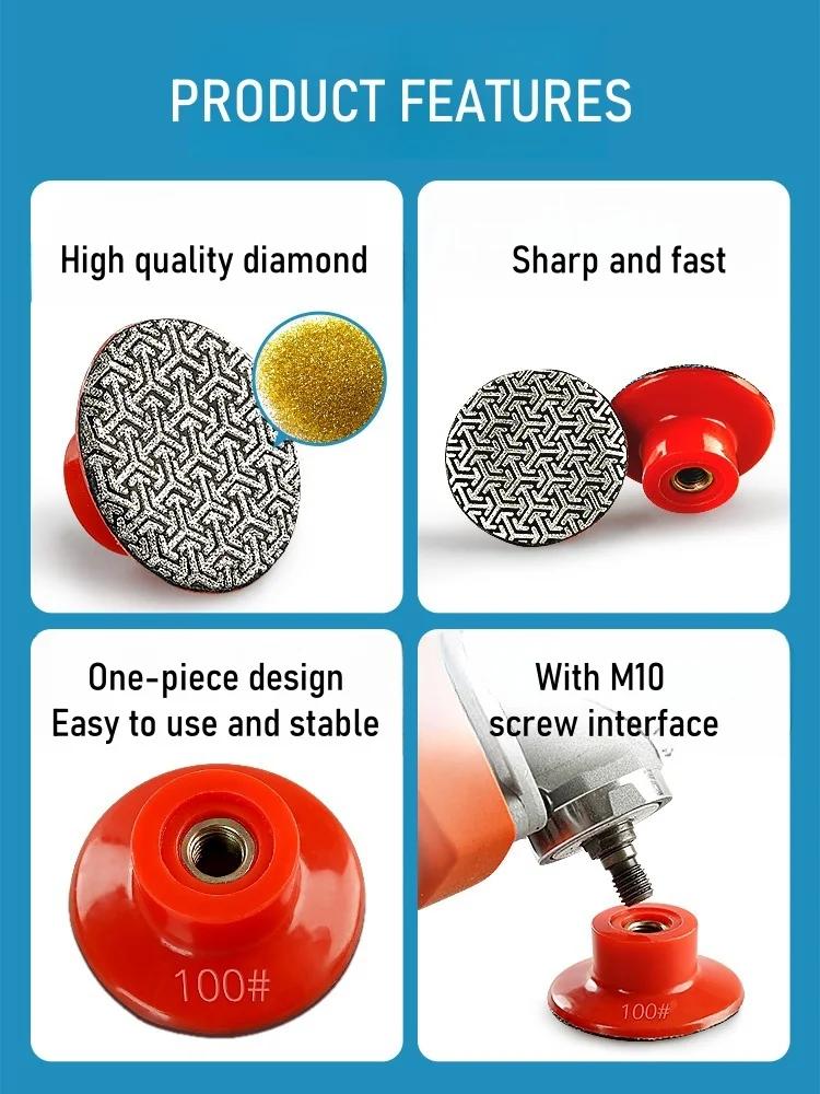 Imagem -05 - Galvanizado Diamante Polimento Pads Remoção Rápida Telha Vidro Concreto Pedra Metal Discos de Lixamento Polegada 50 mm Pcs por Conjunto