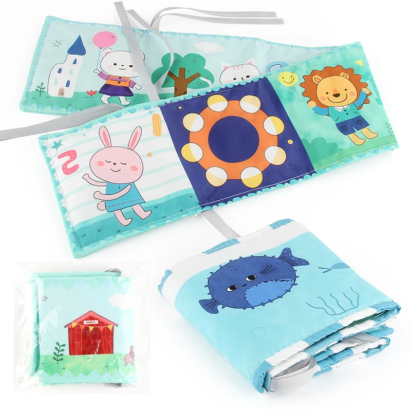 Детские игрушки Монтессори, детская тканевая книга для детей 0-12 месяцев, игрушки для кроватки новорожденных, тканевая книга для сенсорных занятий для малышей, ранние развивающие игрушки