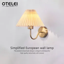 Nordic Retro Wall Lamp Umbrella Style Pleated Creative Decorative Light Bedroom Living Room Bedside Corridor Indoor Home Light