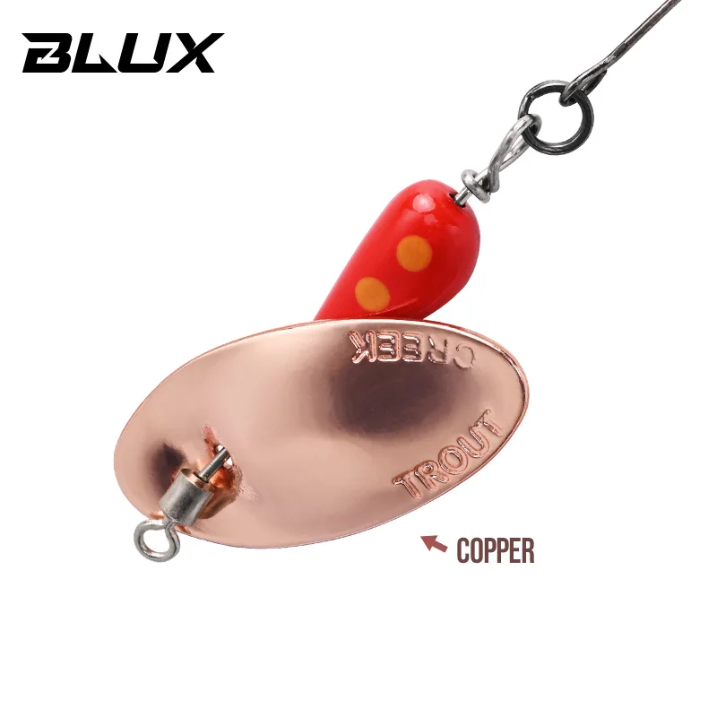 BLUX AR-S سبينر طعم معدني 2.1 جرام/3.5 جرام هوك واحد الدورية الطعم الاصطناعي النحاس شفرة ملعقة تيار منطقة سمك السلمون المرقط صيد السمك #5