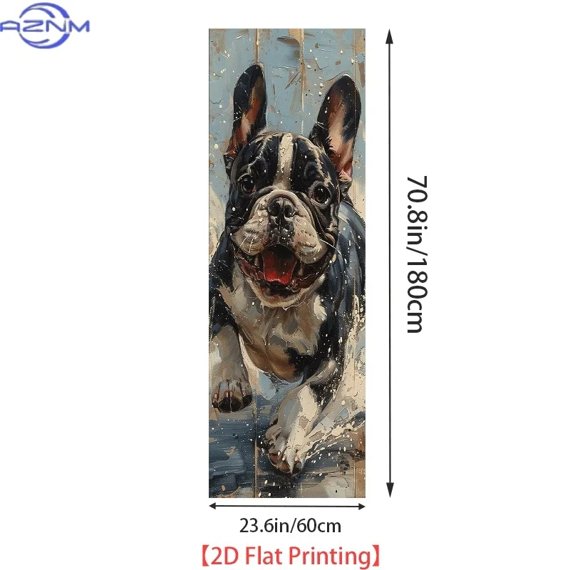 Printing Refrigerator Sticker Cheerful Running Bulldog Themed Scene Wall Decal Self-Adhesive Wallpaper Suitable for C view 3