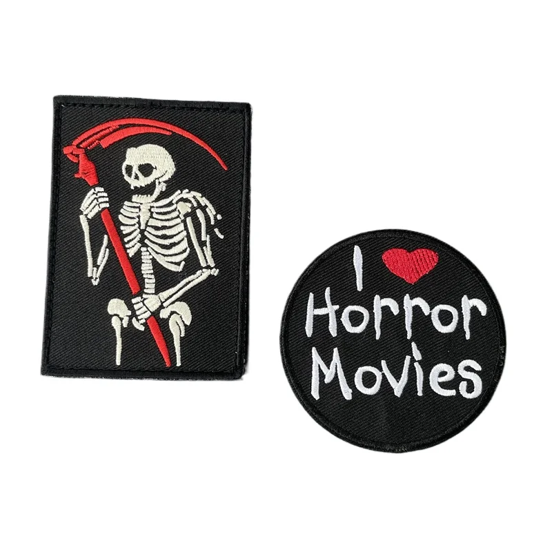 بقع تطريز للملابس ، أنا أحب أفلام الرعب ، خطاف مضحكة وتزين حلقة ، شارة معنويات ، رقعة بانك #4
