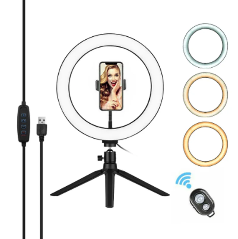 10 inch RGB Triple-Color Ring Light with Tripod Stand: Vanity Light for Selfies, Live Videos, Photography & Makeup Lighting