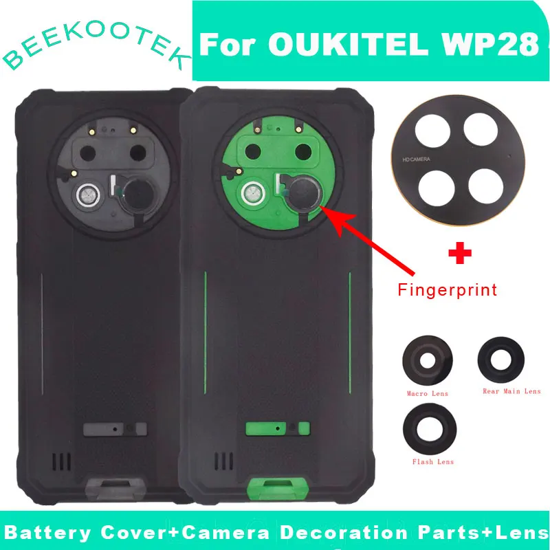 

New Original OUKITEL WP28 Battery Cover With Fingerprint Receiver Camera Decoration Parts And Lens For OUKITLE WP28 Smart Phone