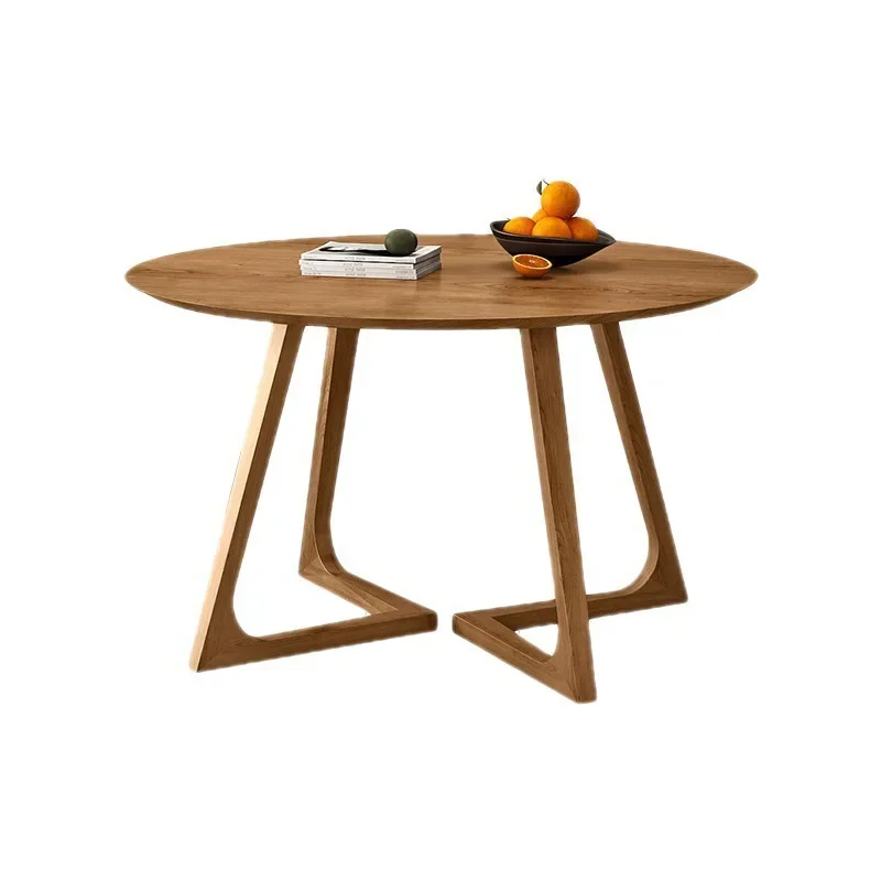 Nordic solid wood round dining table small apartment family dining table and chair combination