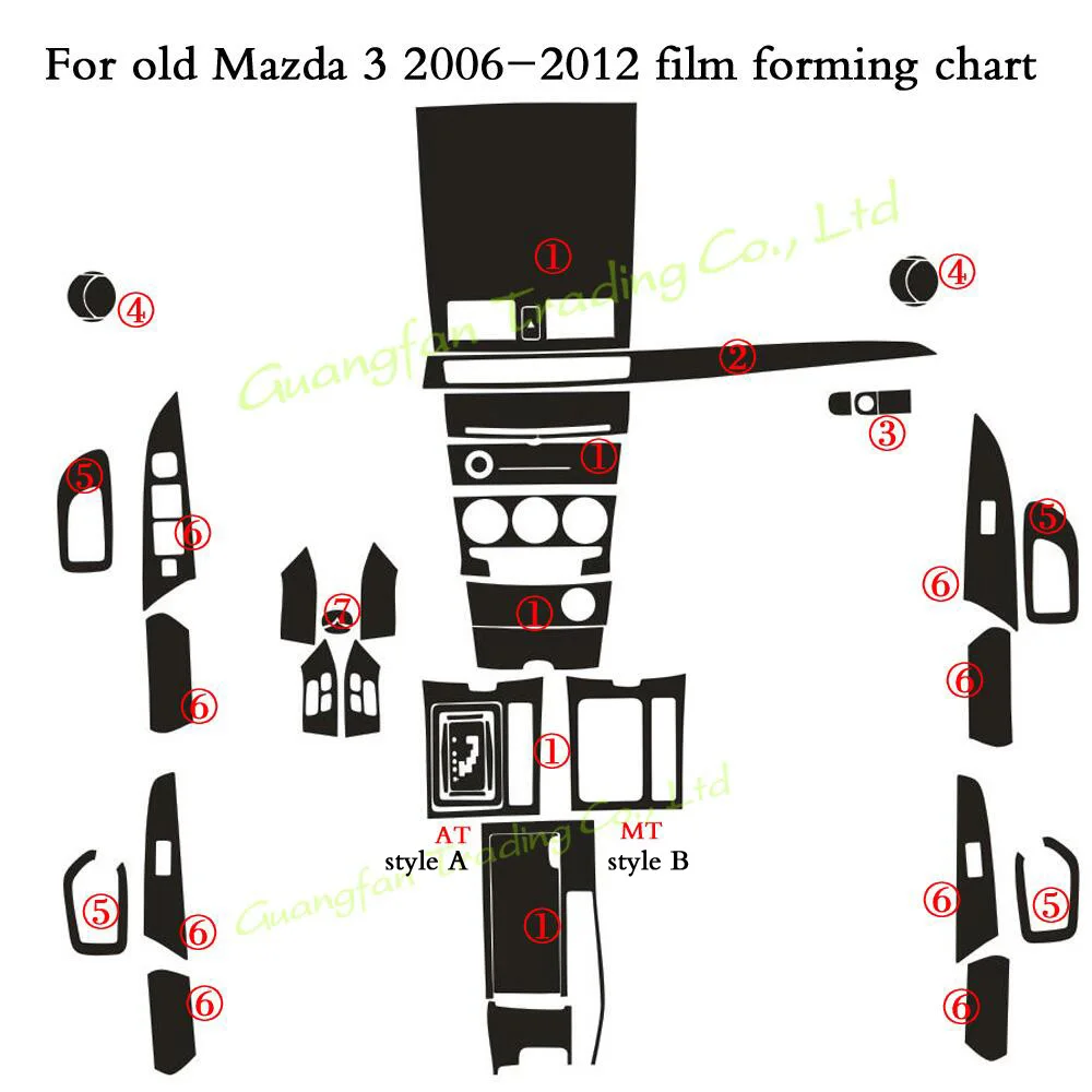 

Стайлинг автомобиля 5D углеродное волокно Автомобильный интерьер центральная консоль изменение цвета молдинг наклейки для Mazda 3 2006-2012