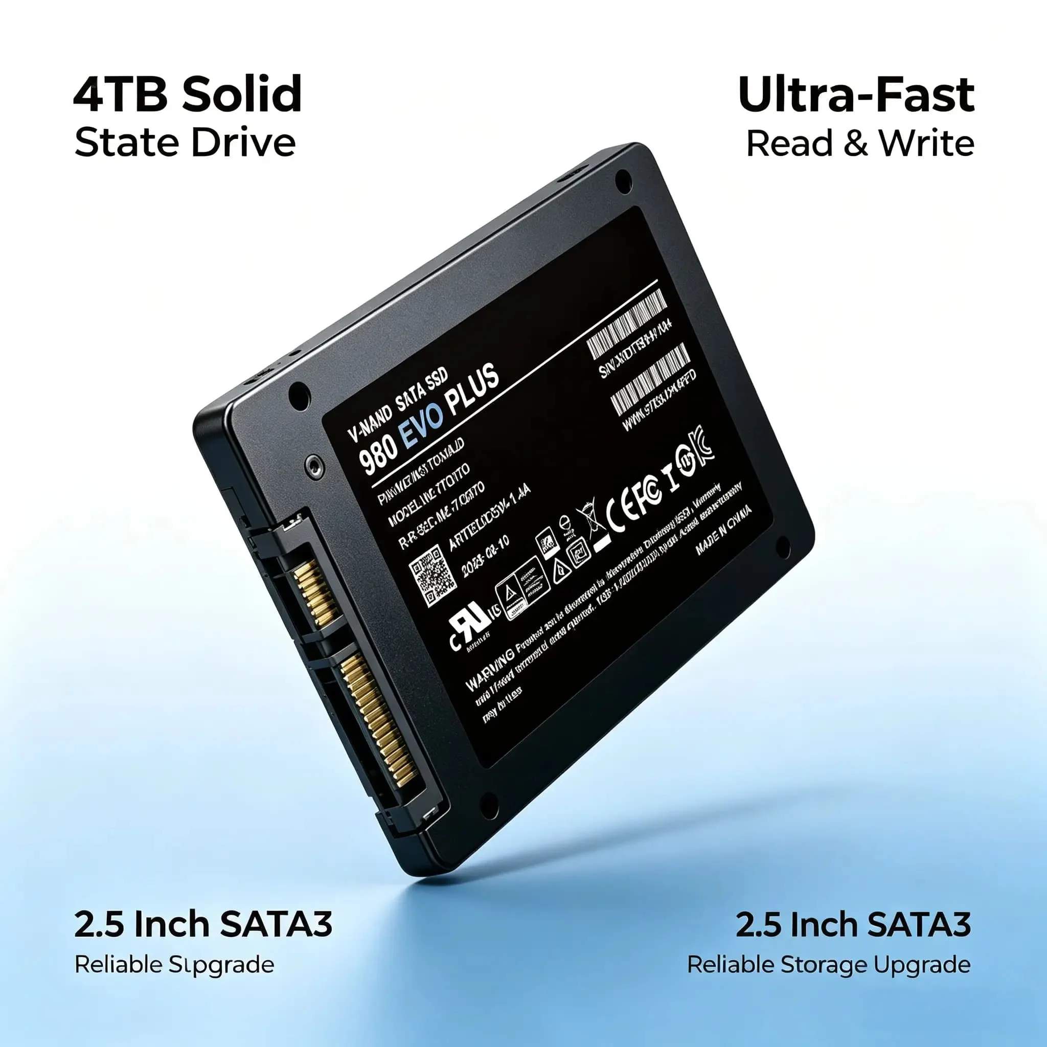 Durable 980 EVO Plus 2.5-Inch SATA3 SSD, Built-in Solid State Disk, 1TB/500GB/4TB/2TB, Hard Drive, Desktop, PC, Laptop.