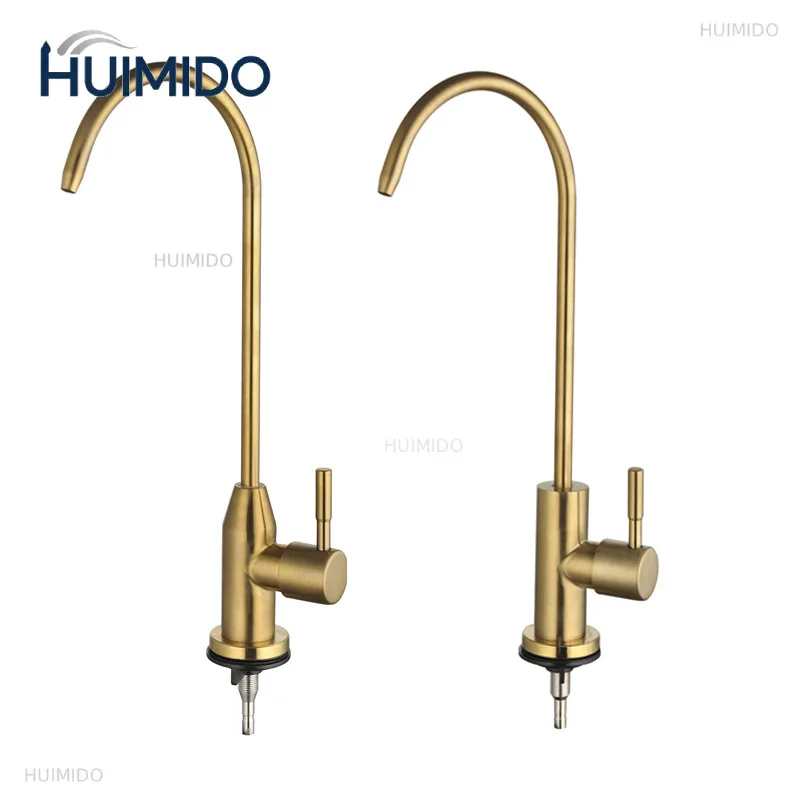 Brushed Gold Drinking Water Purifier Faucet Stainless Steel Drinking Water Reverse Osmosis Systems Kitchen Water Filter Tap 1/4