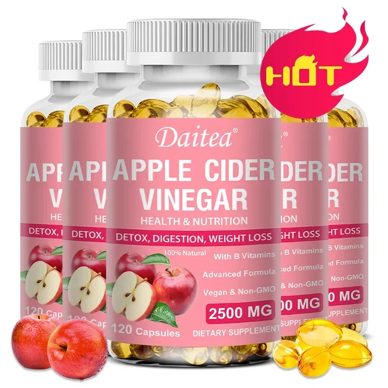 Daitea Apple Cider Vinegar Softgel Supplement Helps, Detoxify, Digest, Burn Fat, Control Appetite, Enhance Immune Support