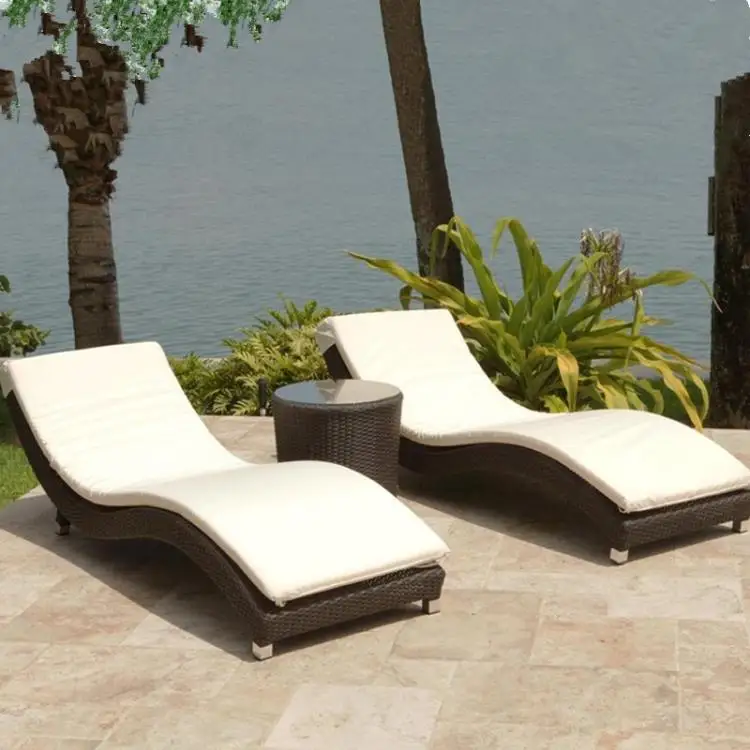 outdoor leisure bed hotel open-air pool rattan loungers resort beach lunch break bed pe rattan sofa chair
