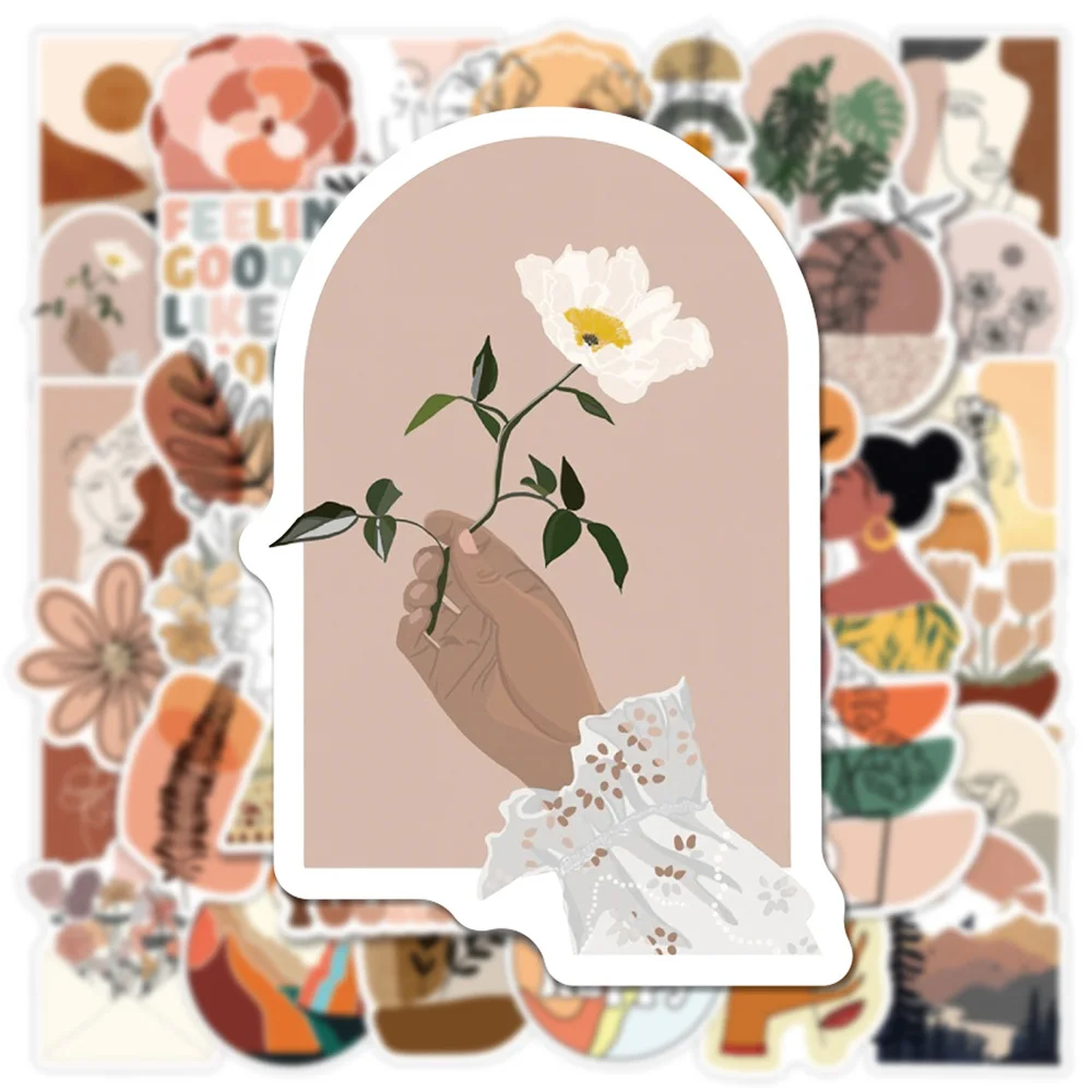 10/30/50pcs Aesthetic Vintage Bohemian Graffiti Stickers Retro Boho Art Decal Decoration DIY Suitcase Guitar Laptop Cute Sticker 5